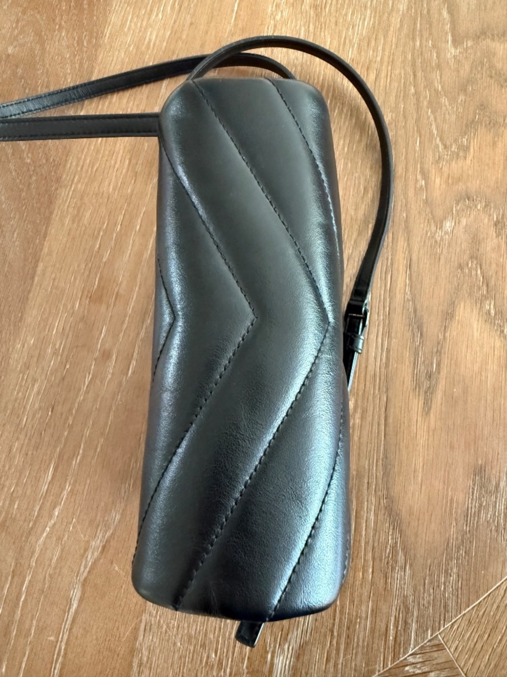 Saint Laurent Black Quilted Leather Crossbody with Tone-on-Tone YSL Logo - Picture 6 of 10